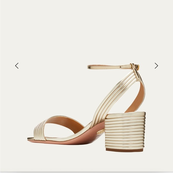 Aquazzura Sundance Leather Sandal, Gold, Size 36.5 - Picture 8 of 9